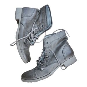 Guess Women's Metallic Gray Combat Boots